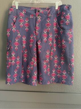 SHREDLY • MTB Mountain Biking Shorts - Navy Geometric Print - size 16